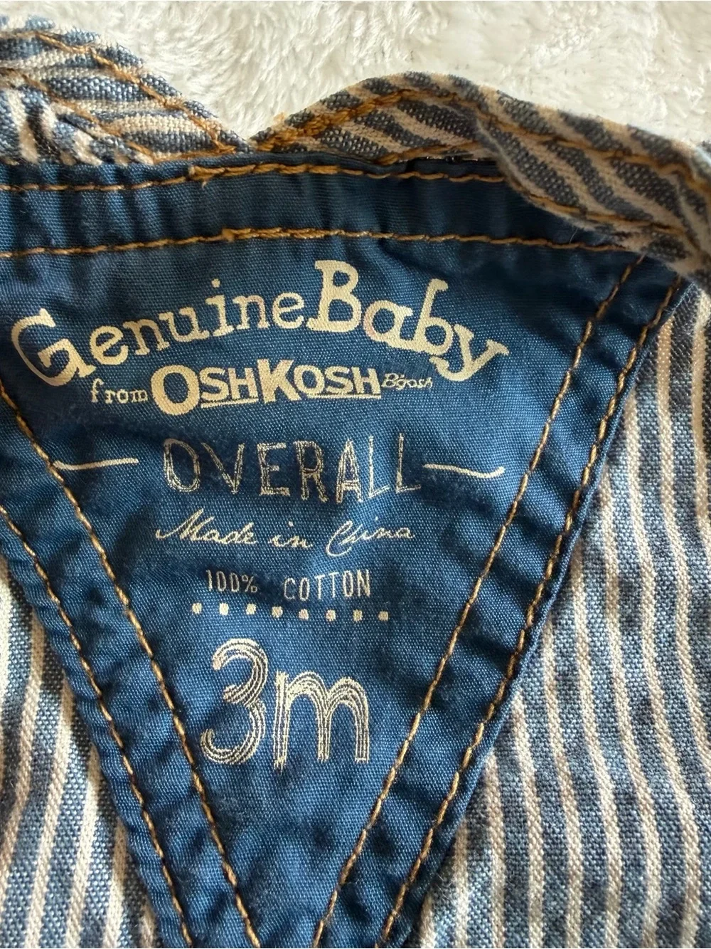 Carter's Gray & White Striped Romper with Moose + Oshkosh Overalls Set 3M